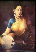 Raja Ravi Varma Lady with Swarbat oil on canvas